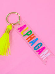 Alpha Gamma Delta Sparkle Tassel Key Fob