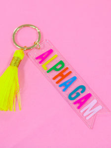 Alpha Gamma Delta Sparkle Tassel Key Fob