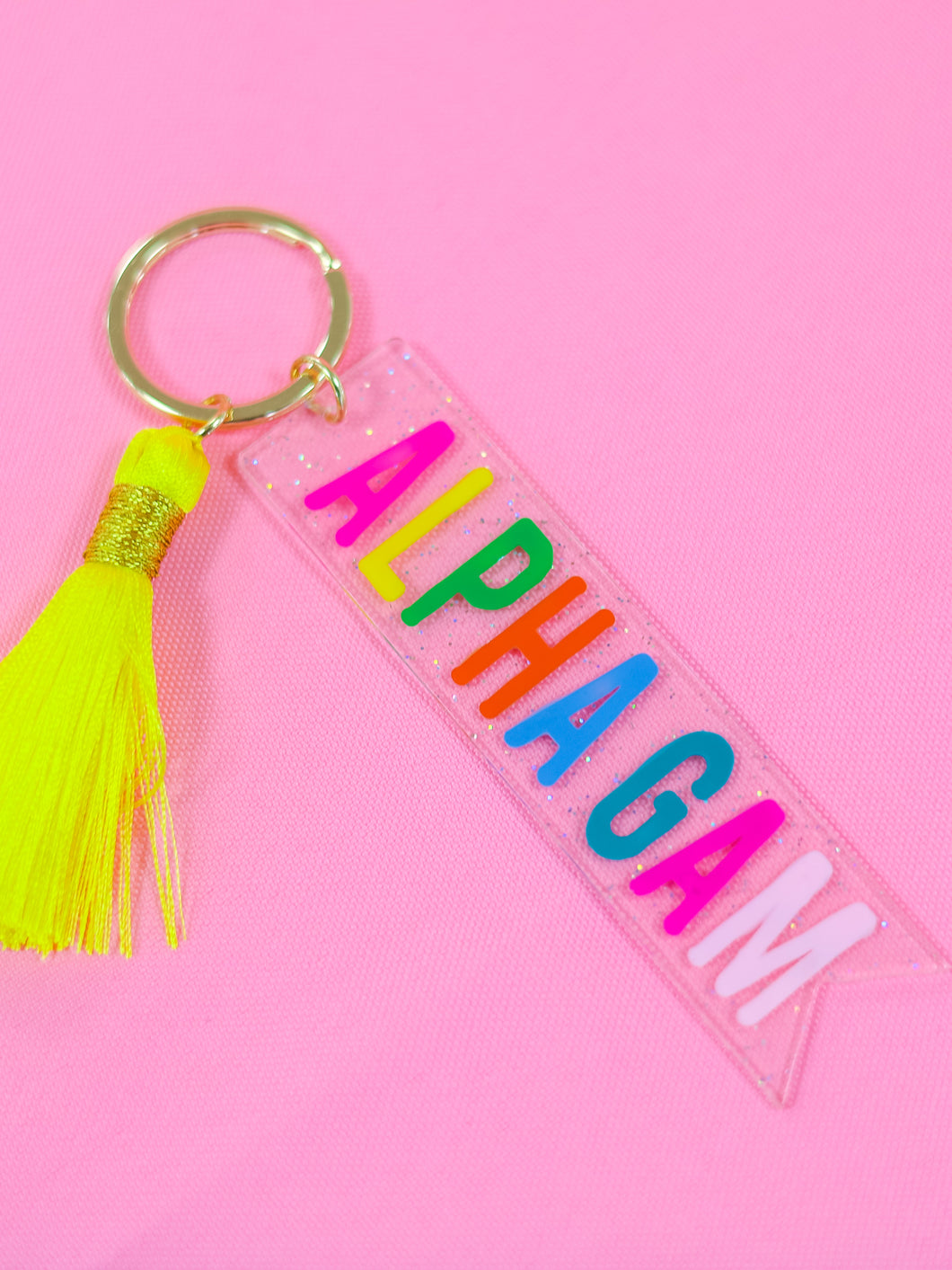 Alpha Gamma Delta Sparkle Tassel Key Fob