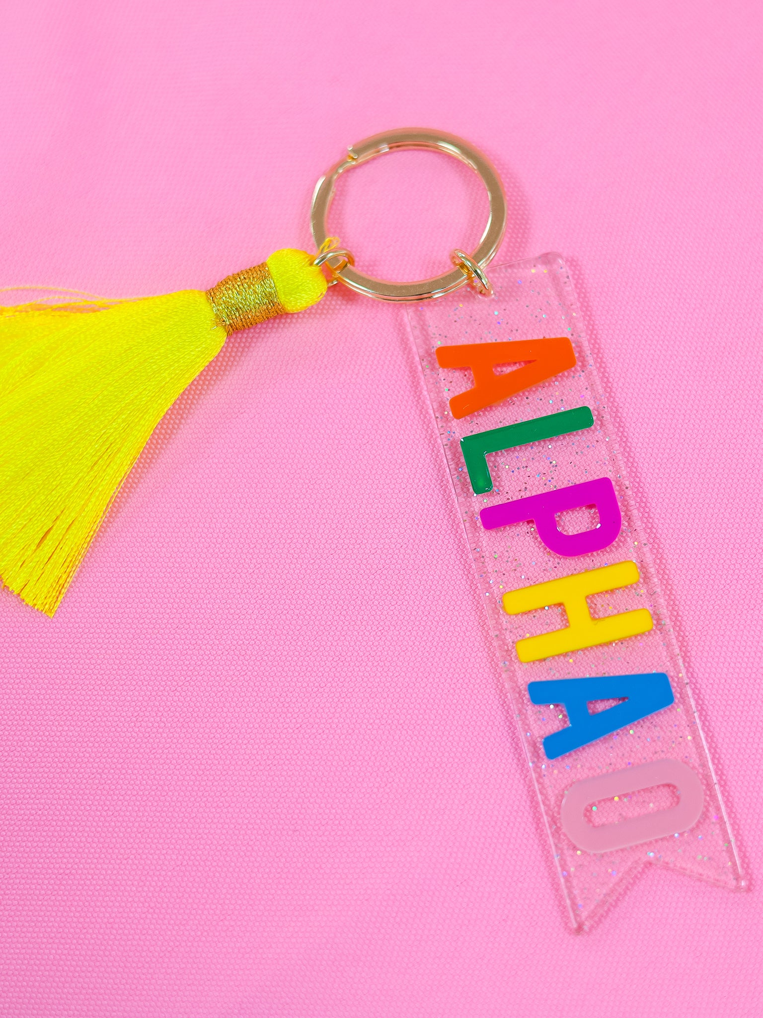 Alpha Omicron Pi Sparkle Tassel Key Fob