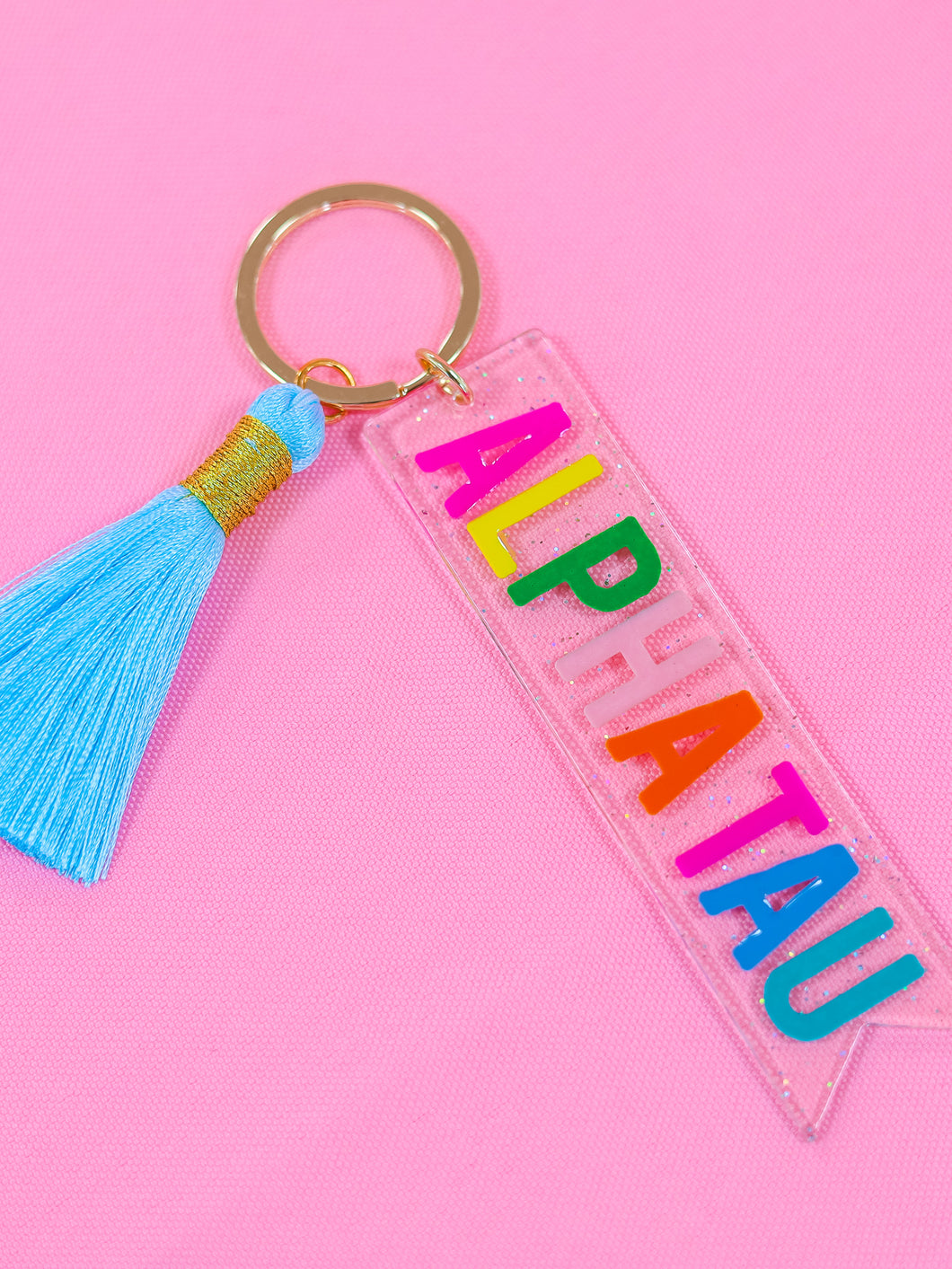 Alpha Sigma Tau Sparkle Tassel Key Fob