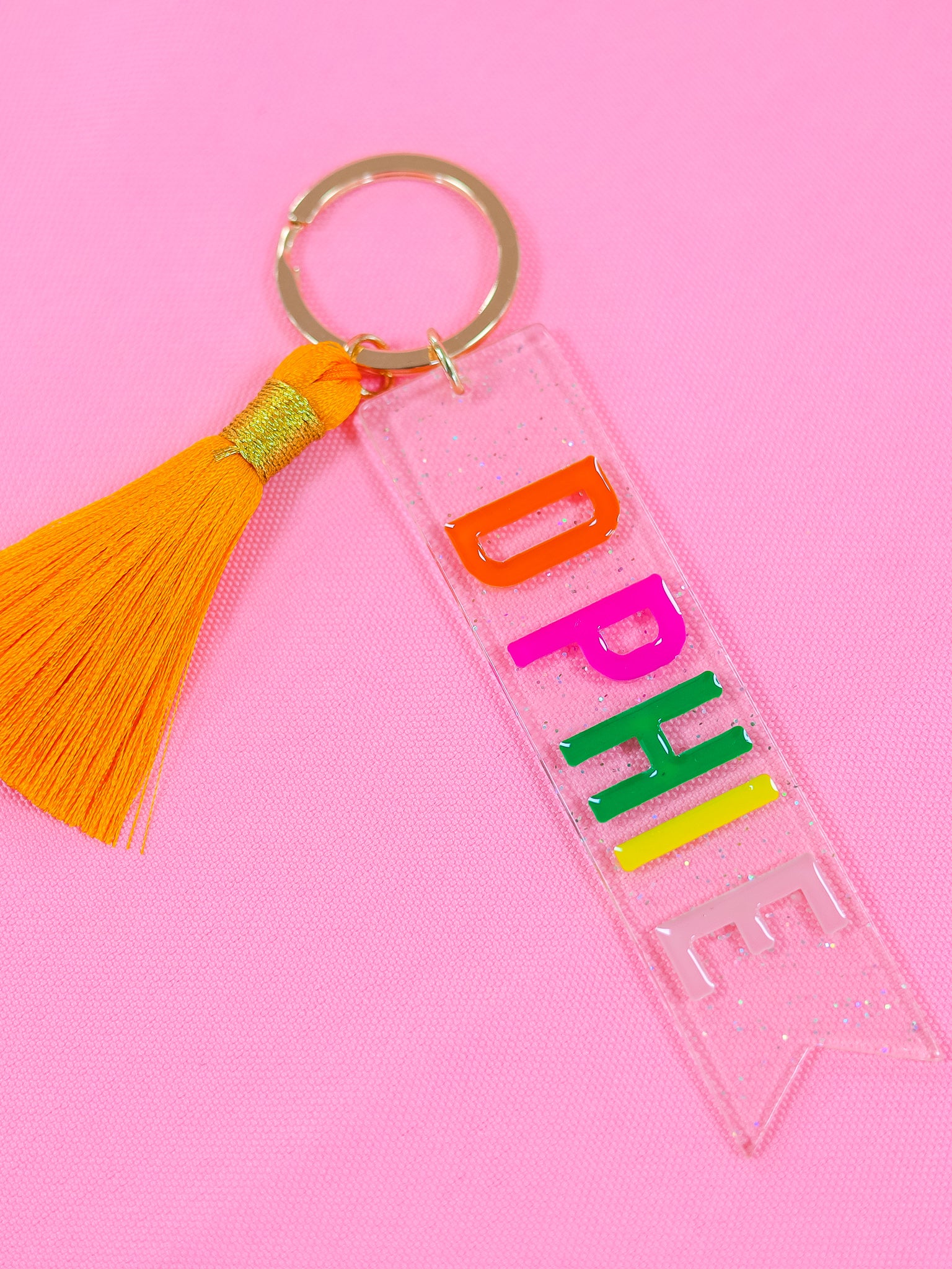 Delta Phi Epsilon Sparkle Tassel Key Fob