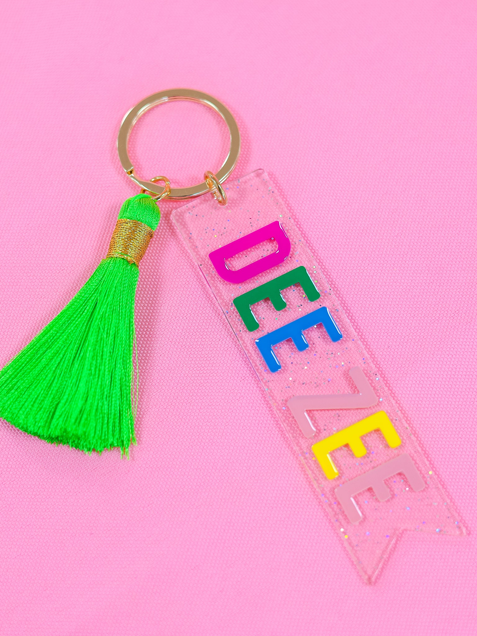 Delta Zeta Sparkle Tassel Key Fob