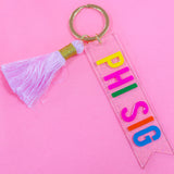 Phi Sigma Sigma Sparkle Tassel Key Fob
