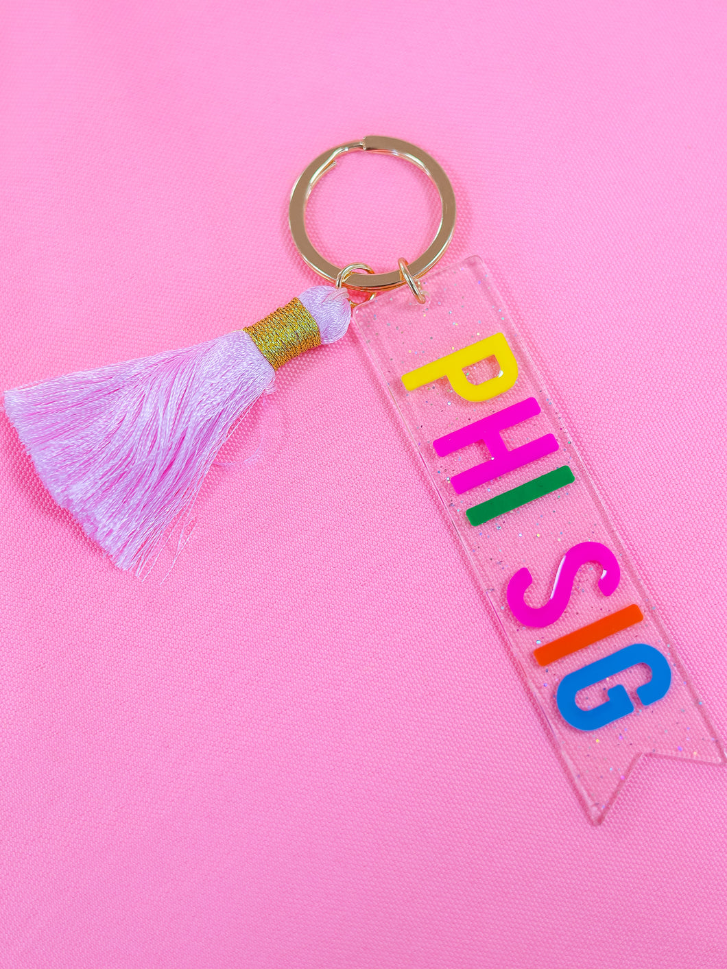 Phi Sigma Sigma Sparkle Tassel Key Fob