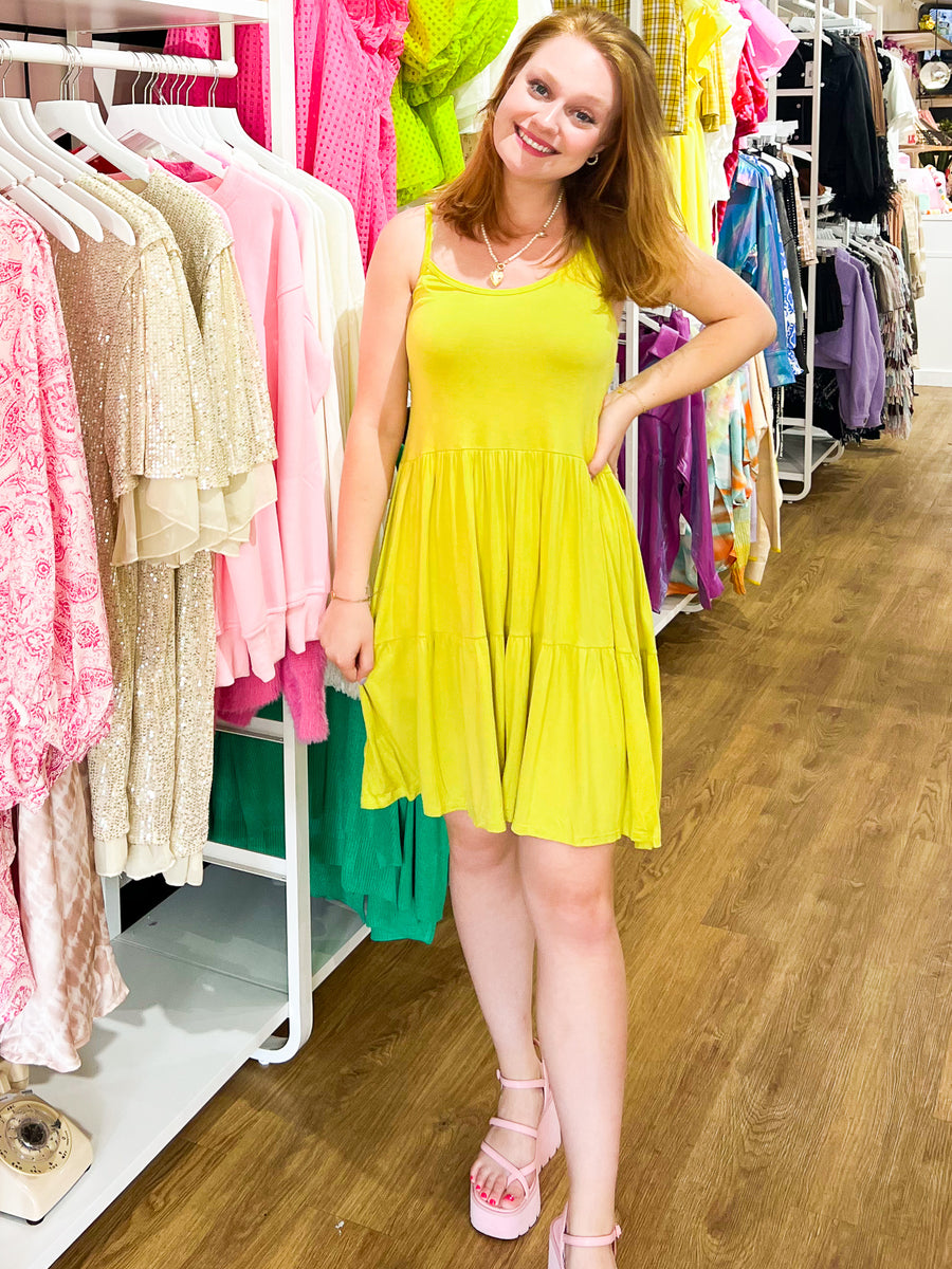 Drop Hem Dress - Lime