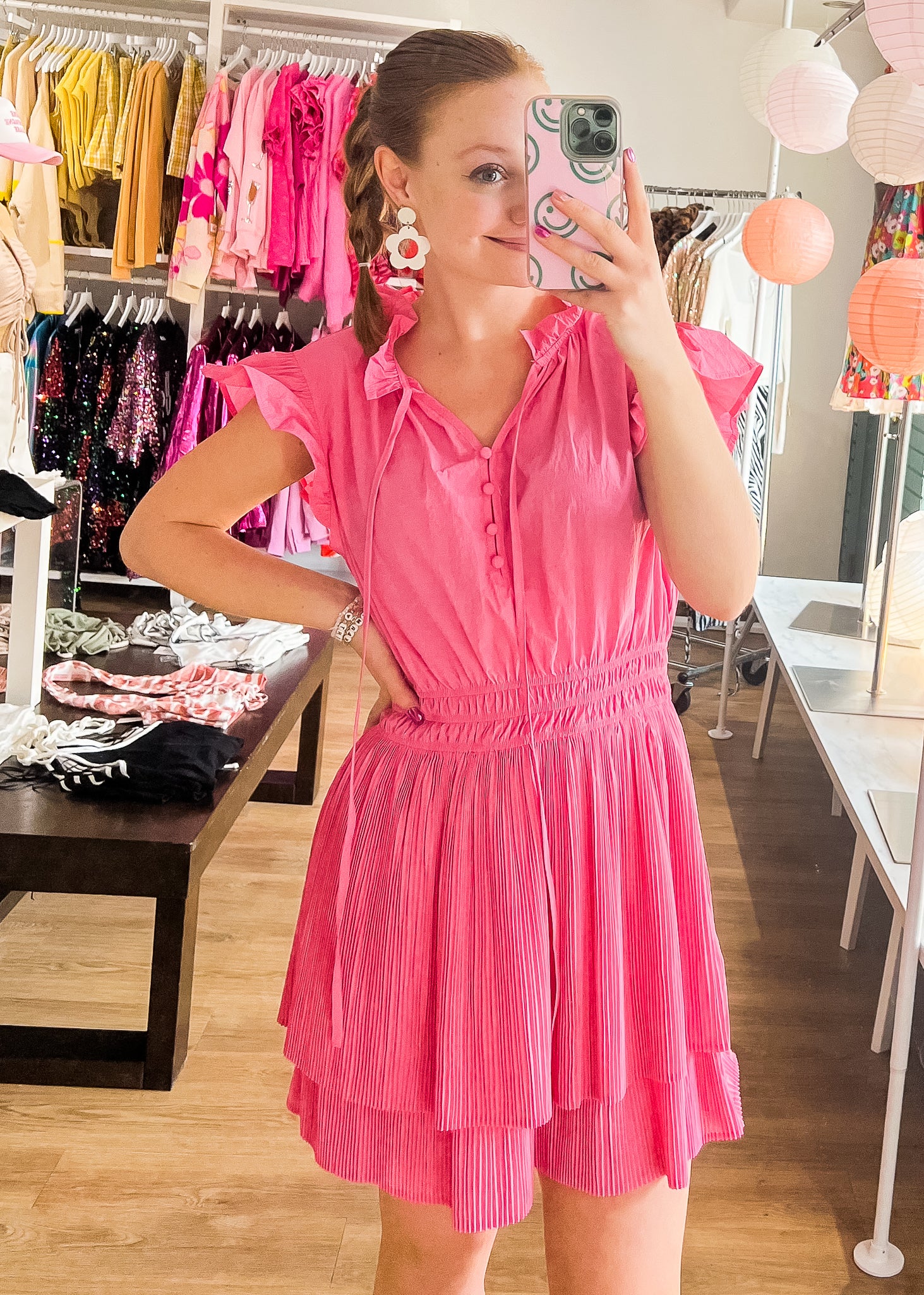 Harper Pleated Pink Dress