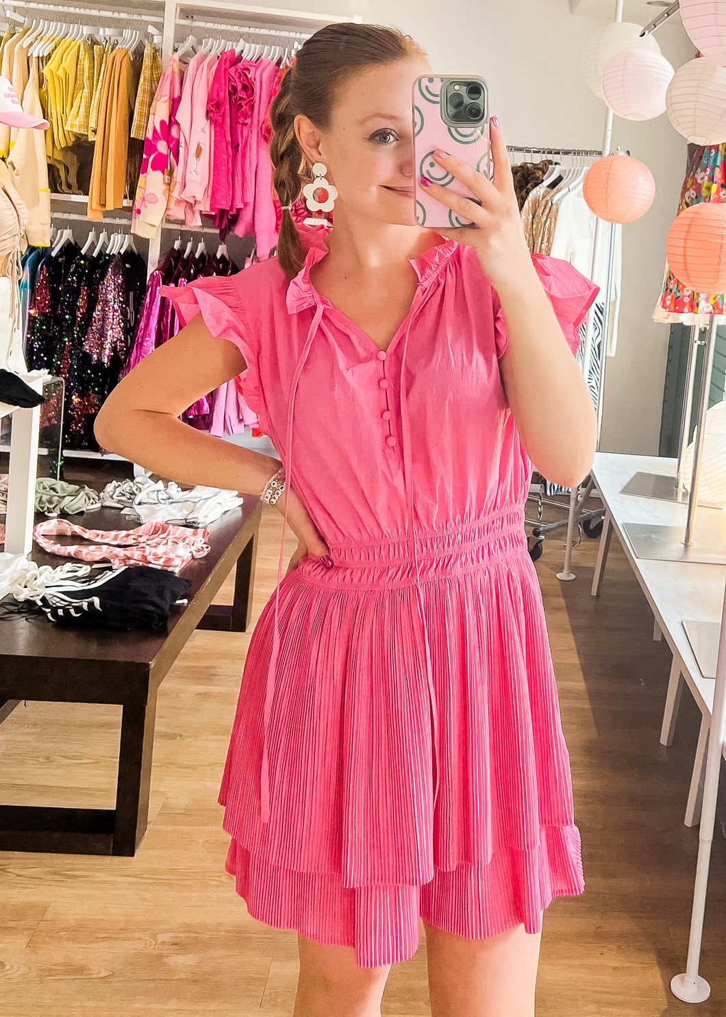 Harper Pleated Pink Dress