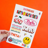 Kappa Alpha Theta Sorority Rainbow Sticker Sheet