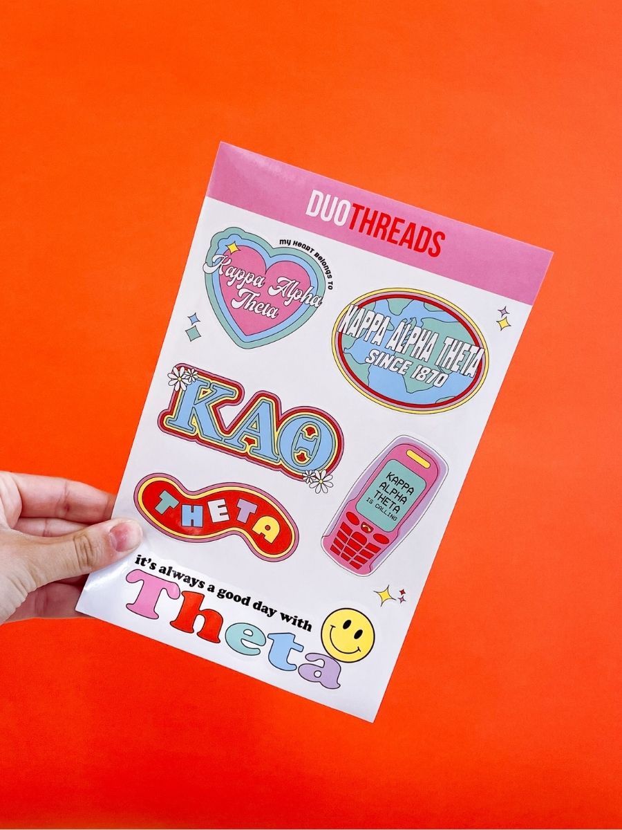 Kappa Alpha Theta Sorority Y2K Sticker Sheet