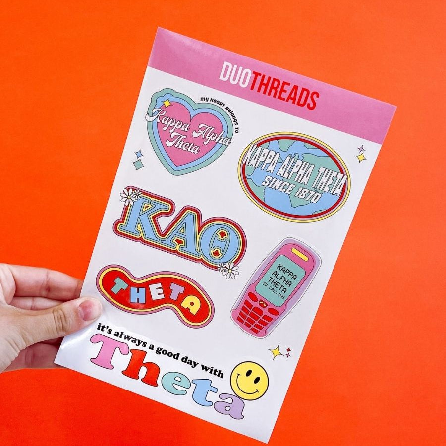 Kappa Alpha Theta Sorority Y2K Sticker Sheet