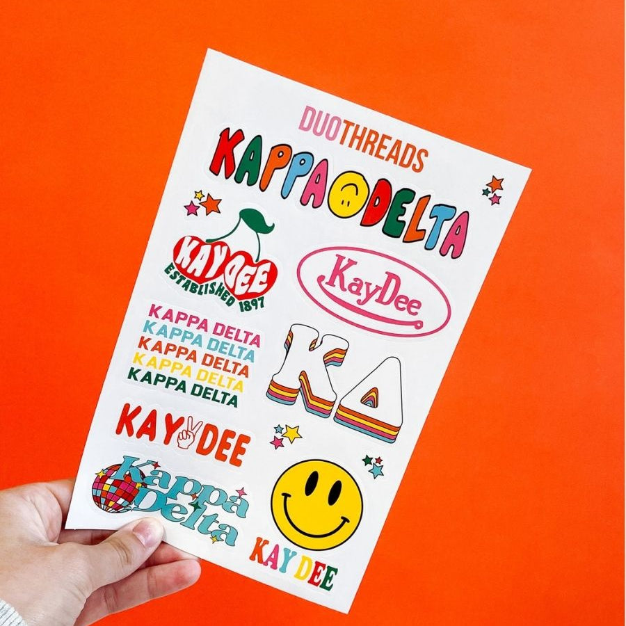 Kappa Delta Sorority Rainbow Sticker Sheet