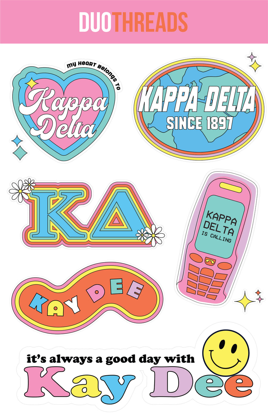 Kappa Delta Sorority Y2K Sticker Sheet