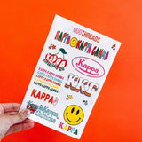 Kappa Kappa Gamma Sorority Rainbow Sticker Sheet