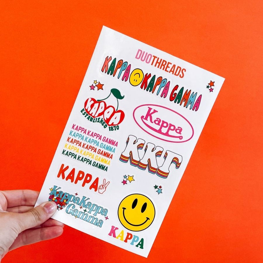 Kappa Kappa Gamma Sorority Rainbow Sticker Sheet