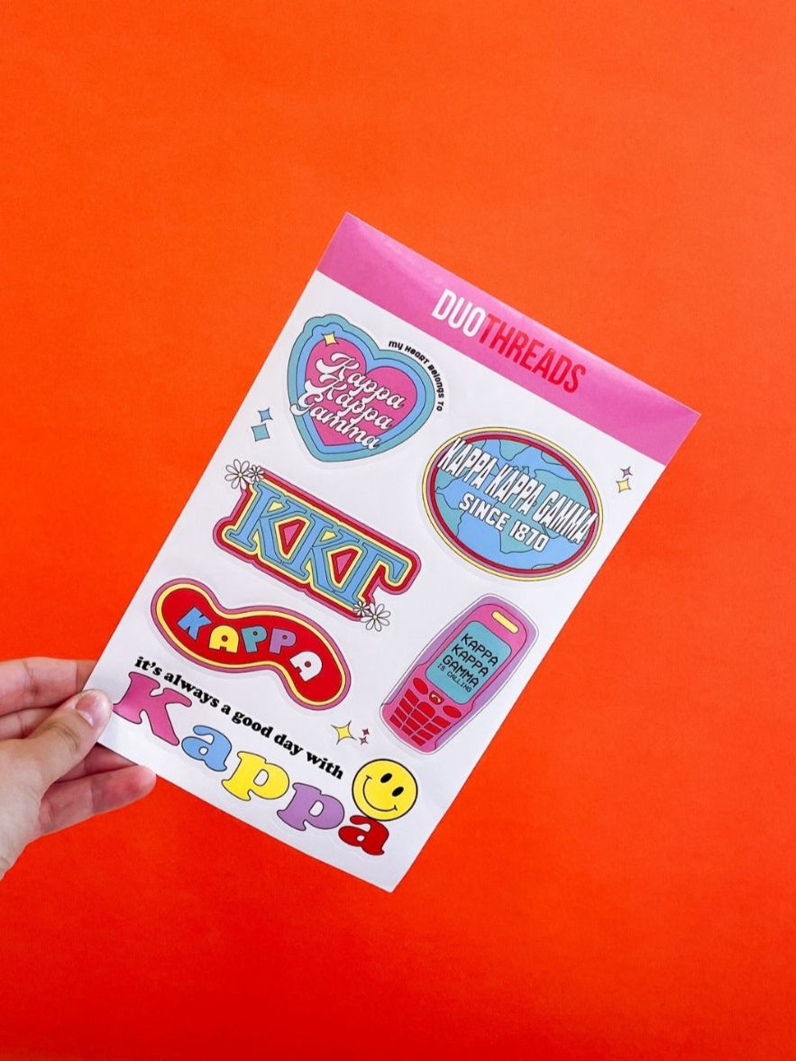 Kappa Kappa Gamma Sorority Y2K Sticker Sheet