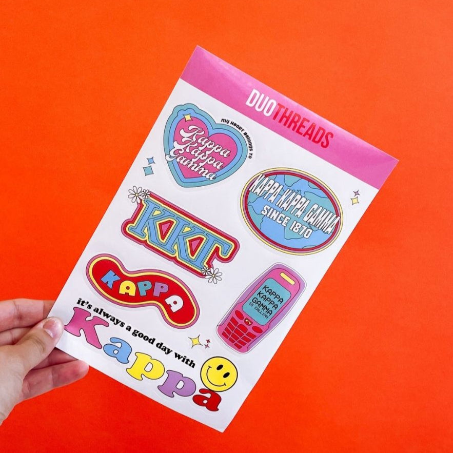 Kappa Kappa Gamma Sorority Y2K Sticker Sheet