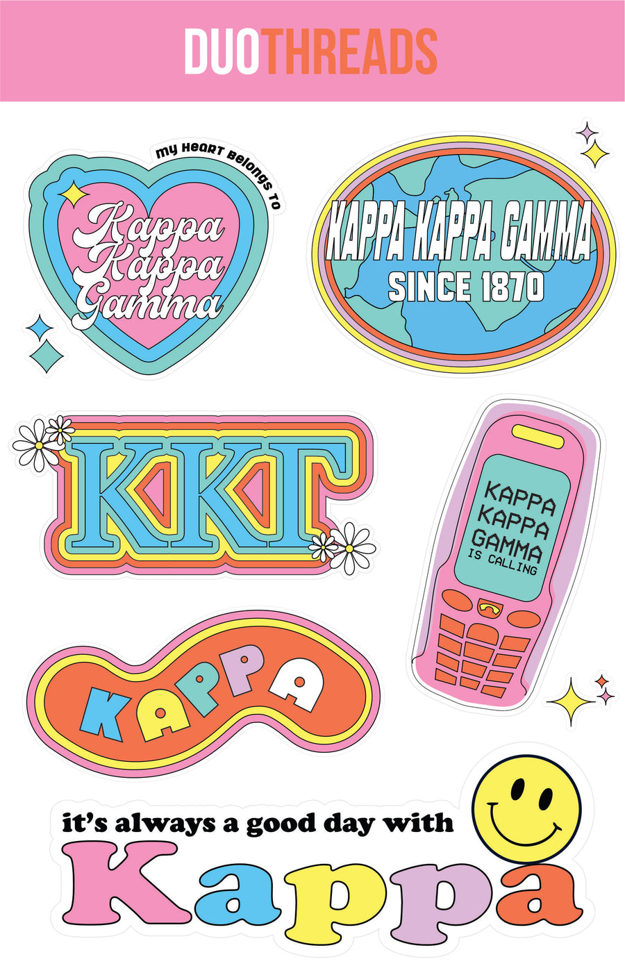 Kappa Kappa Gamma Sorority Y2K Sticker Sheet