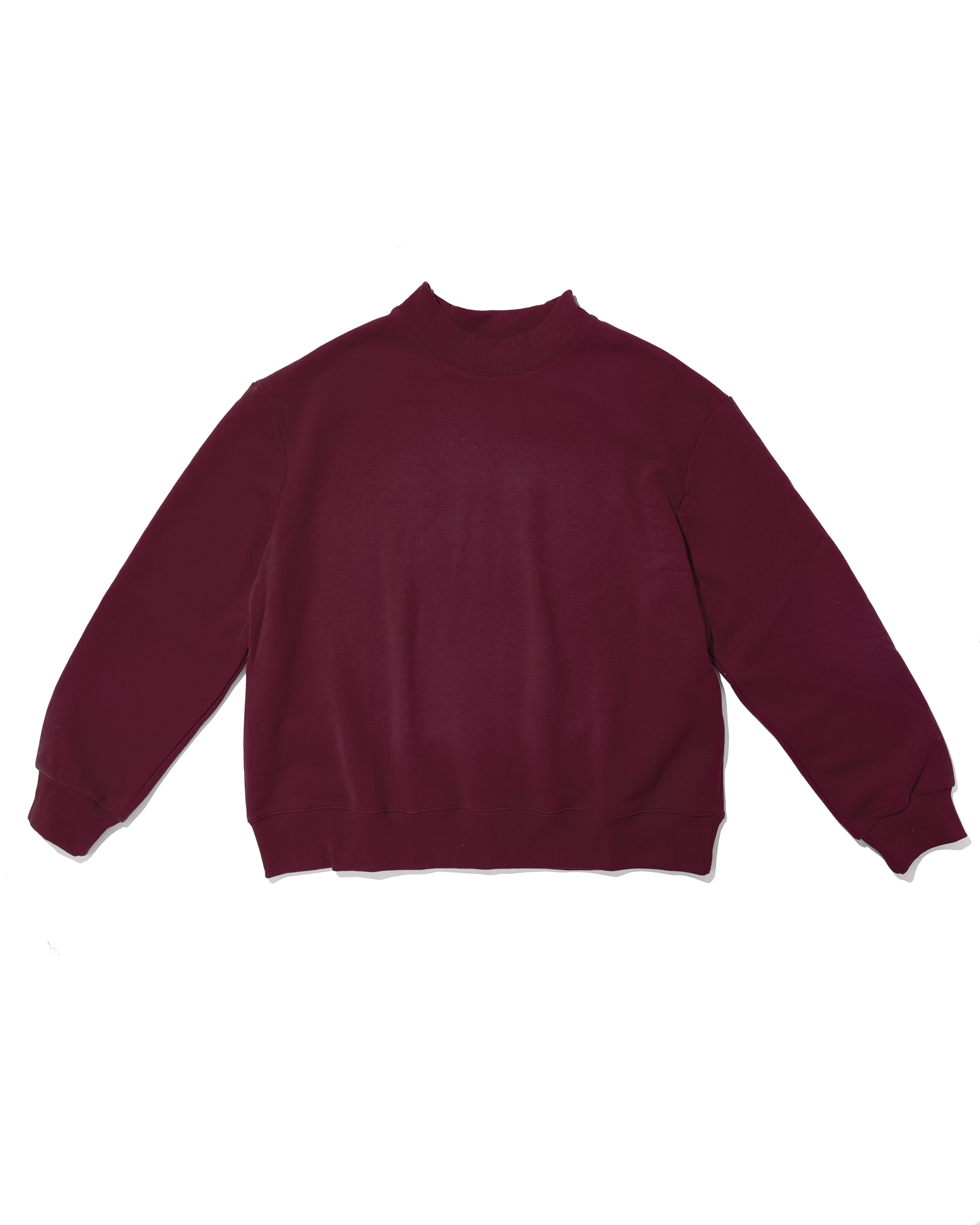 maroon mock neck flat lay