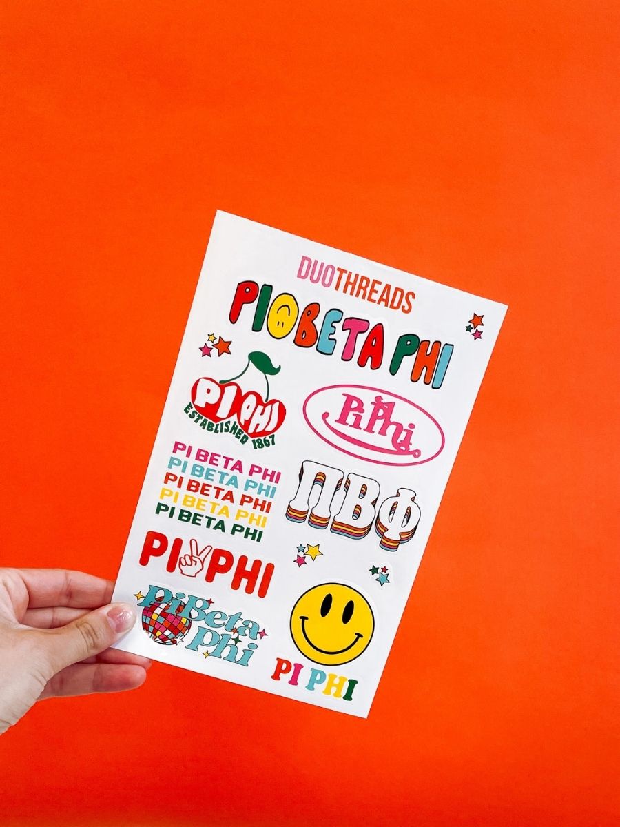 Pi Beta Phi Sorority Rainbow Sticker Sheet