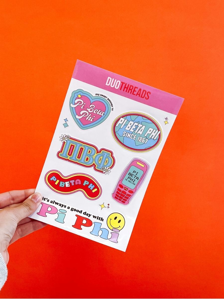 Pi Beta Phi Sorority Y2K Sticker Sheet