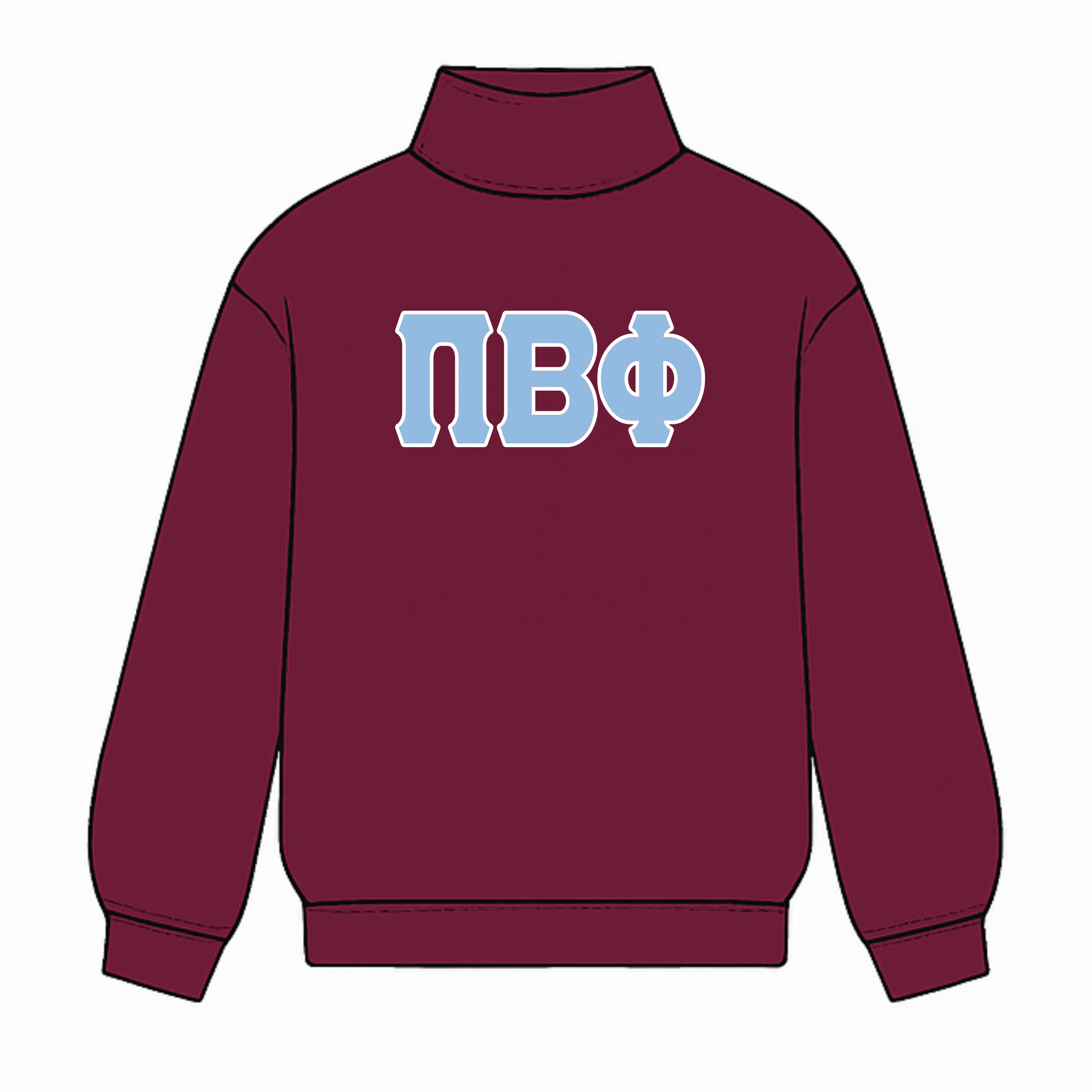 Classic Twill Sorority Embroidered Mock Neck