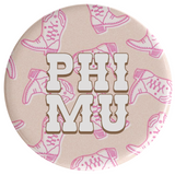 Phi Mu Boot Scootin Sorority Button