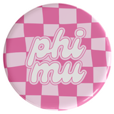 Phi Mu Checker Sorority Button