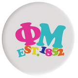 Phi Mu Happy Days Sorority Button