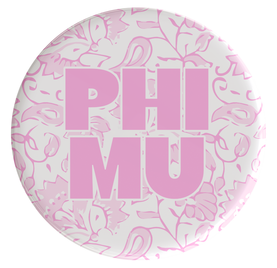 Phi Mu Through The Vines Sorority Button