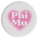 Phi Mu Big Heart Sorority Button