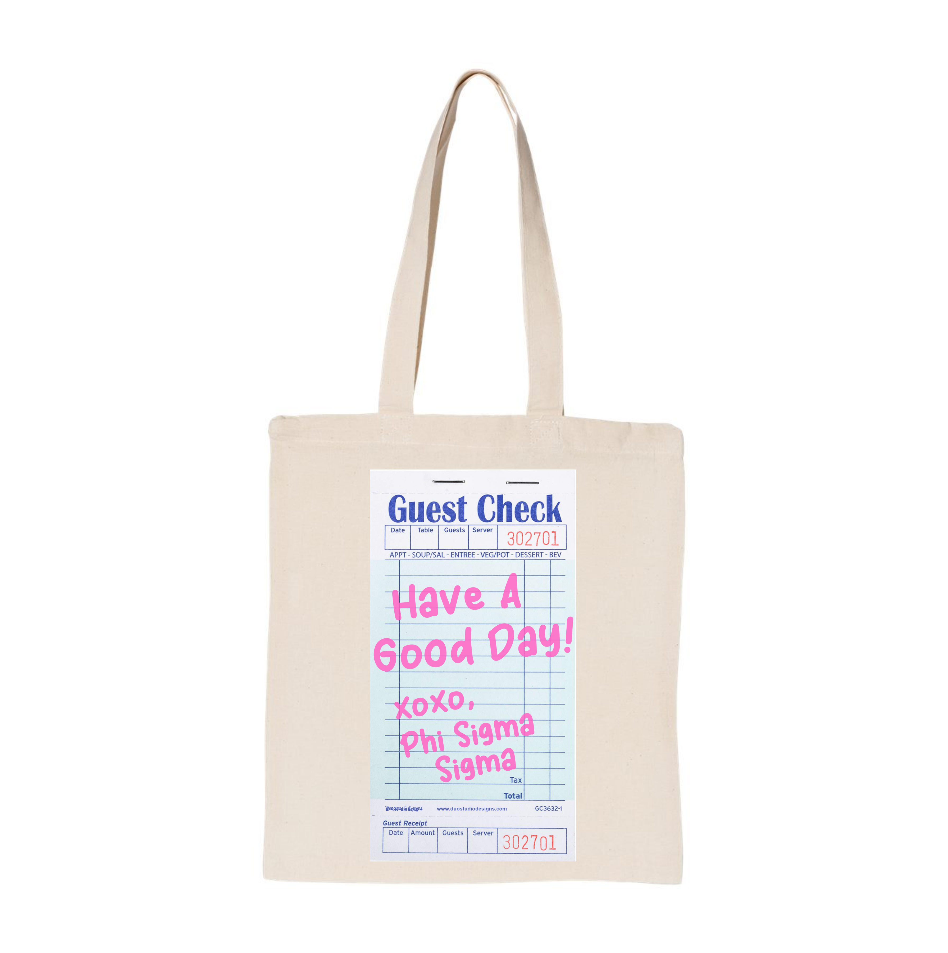 Phi Sigma Sigma Guest Check Sorority Tote