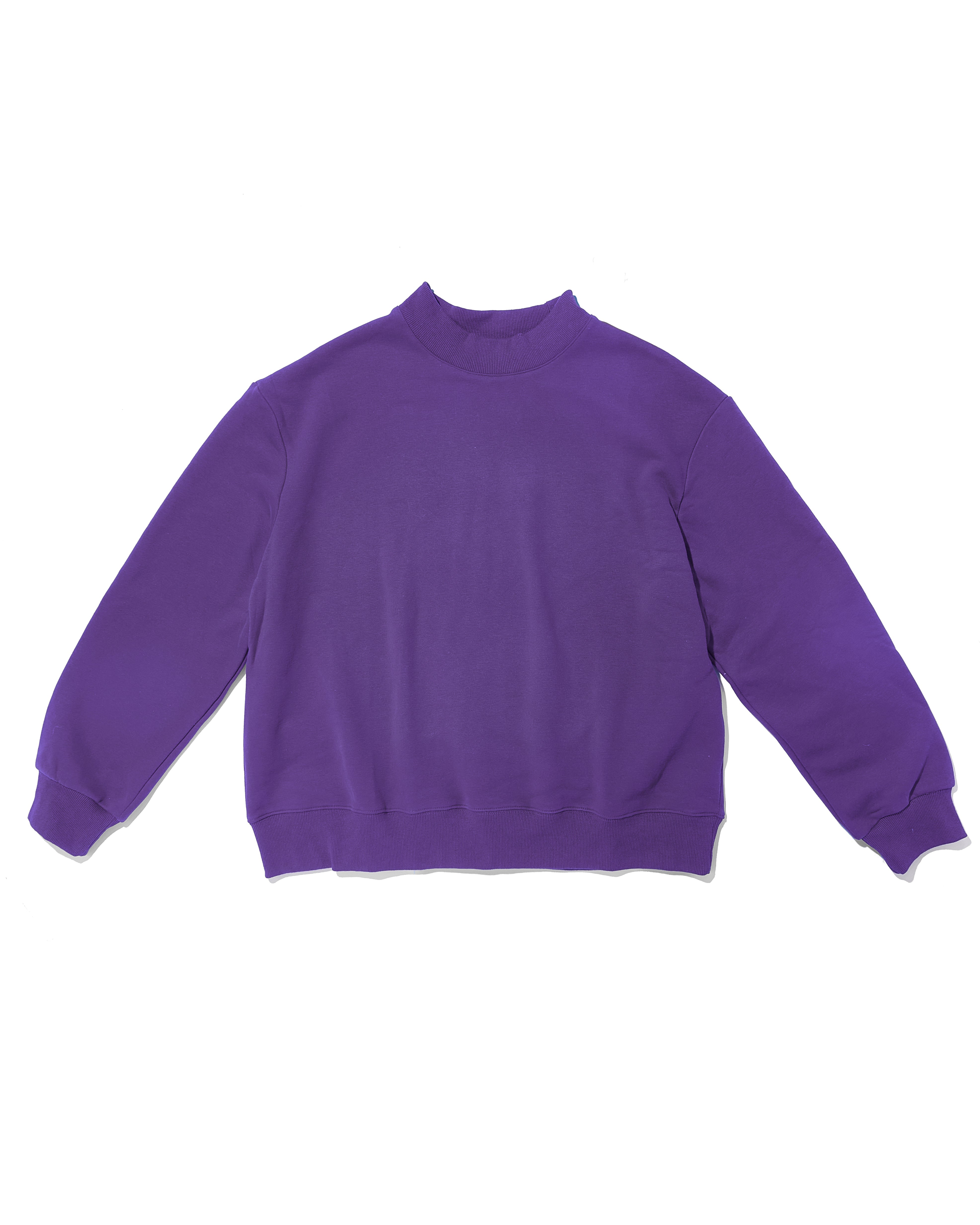 purple mock neck flat lay