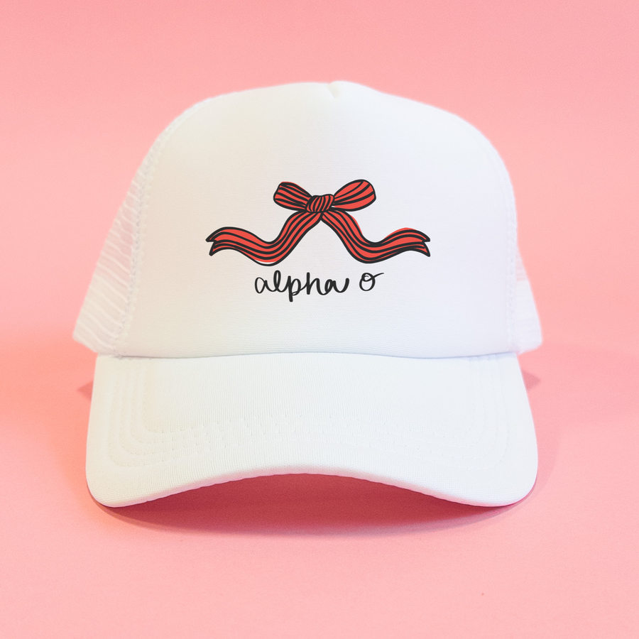 Alpha Omicron Pi Coquette Sorority Trucker Hat