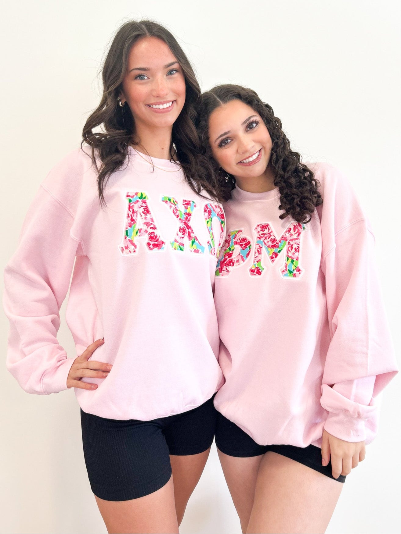 Spring Rose Embroidered Letter Sorority Sweatshirt