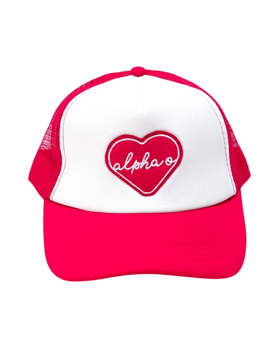 Alpha Omicron Pi Whole Lotta Love Heart Trucker Hat