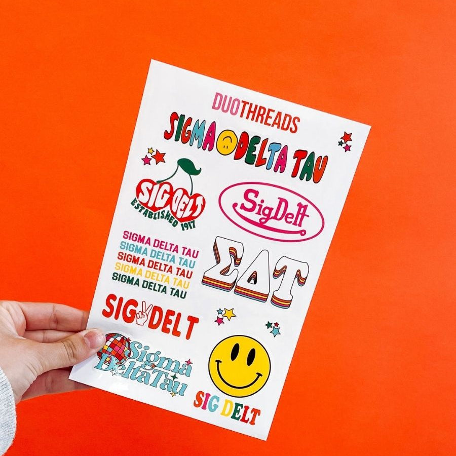 Sigma Delta Tau Sorority Rainbow Sticker Sheet