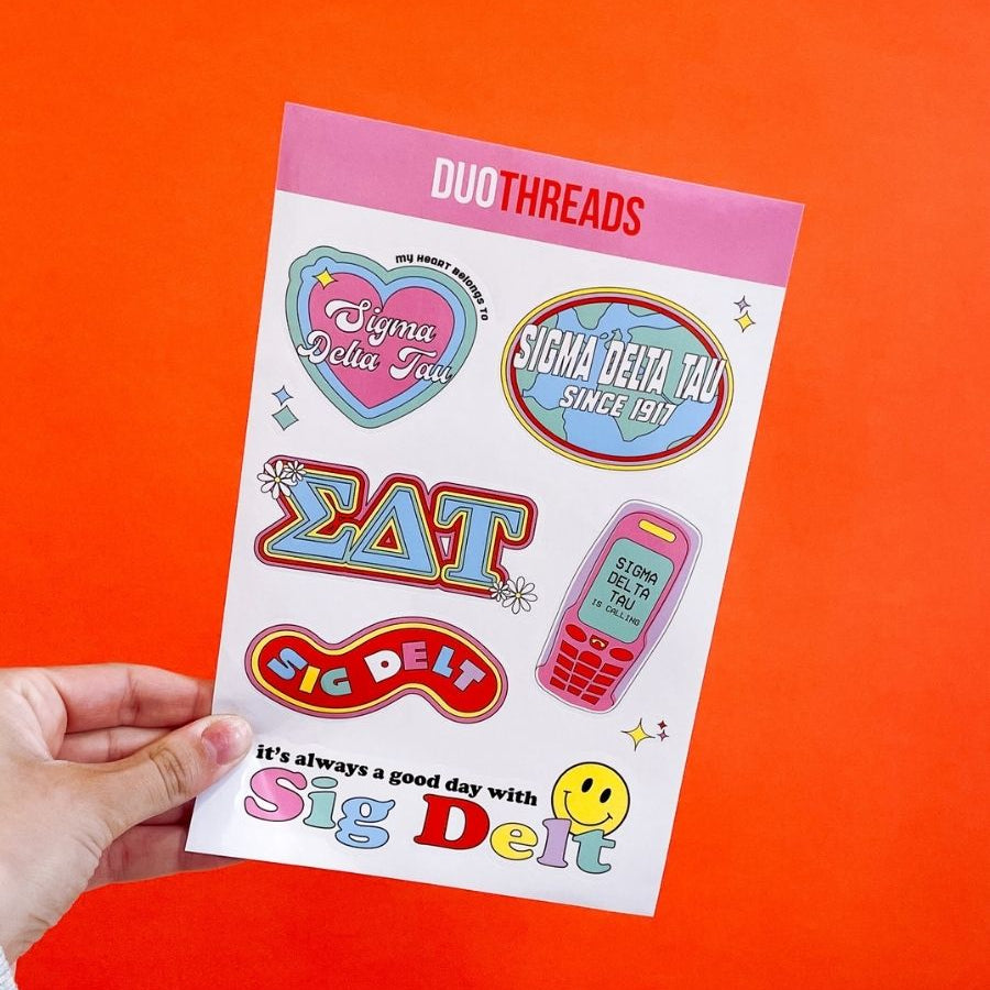 Sigma Delta Tau Sorority Y2K Sticker Sheet