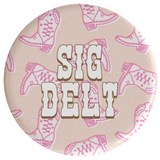 Sigma Delta Tau Boot Scootin Sorority Button