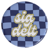 Sigma Delta Tau Checker Sorority Button