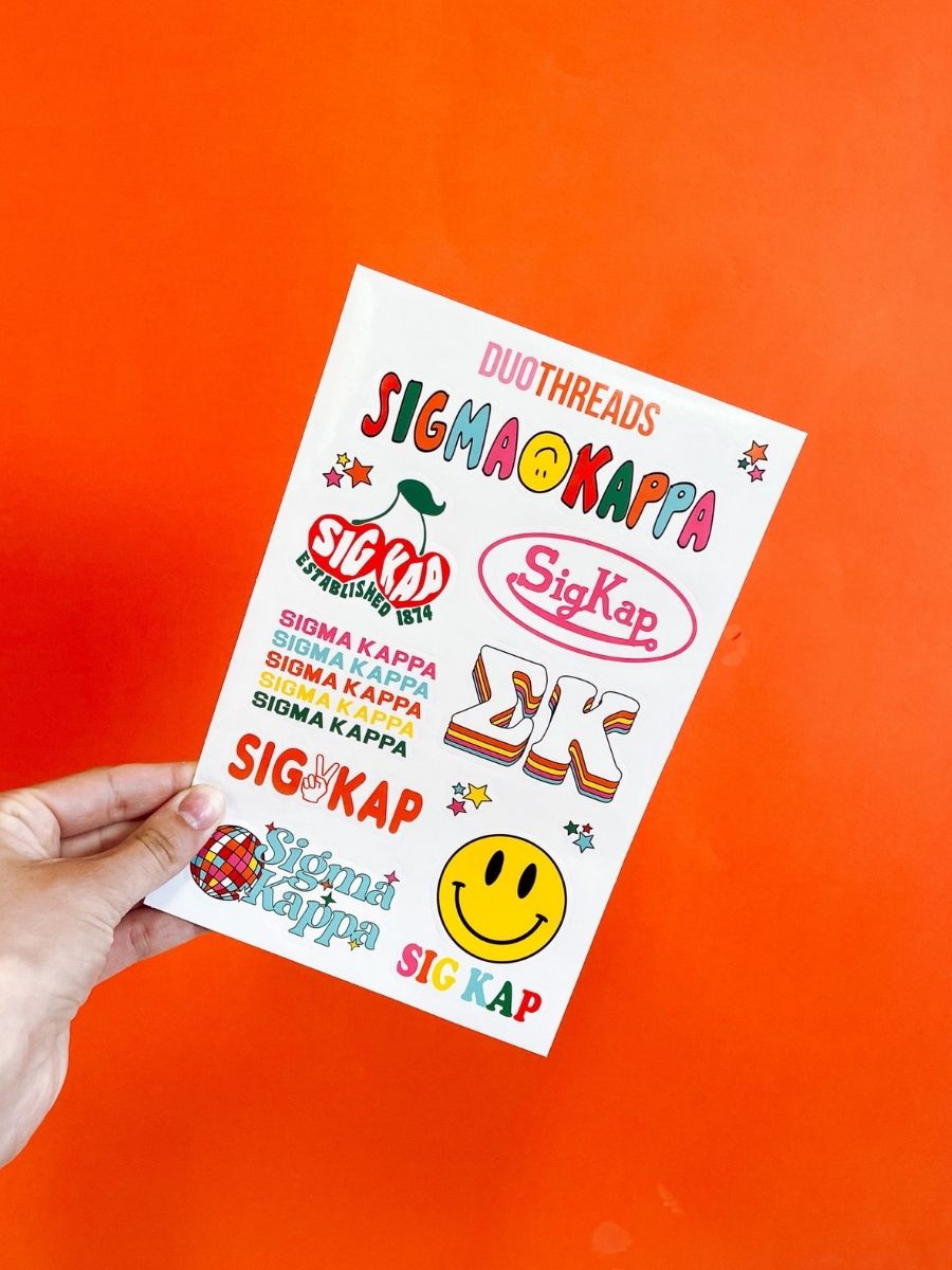 Sigma Kappa Sorority Rainbow Sticker Sheet