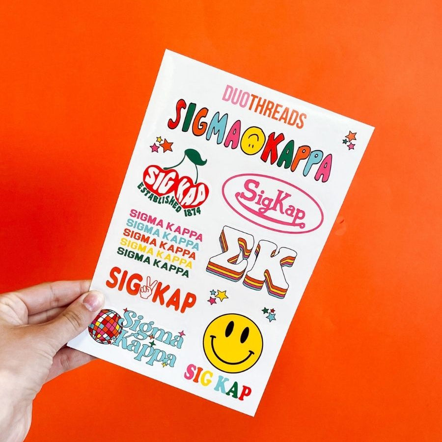 Sigma Kappa Sorority Rainbow Sticker Sheet