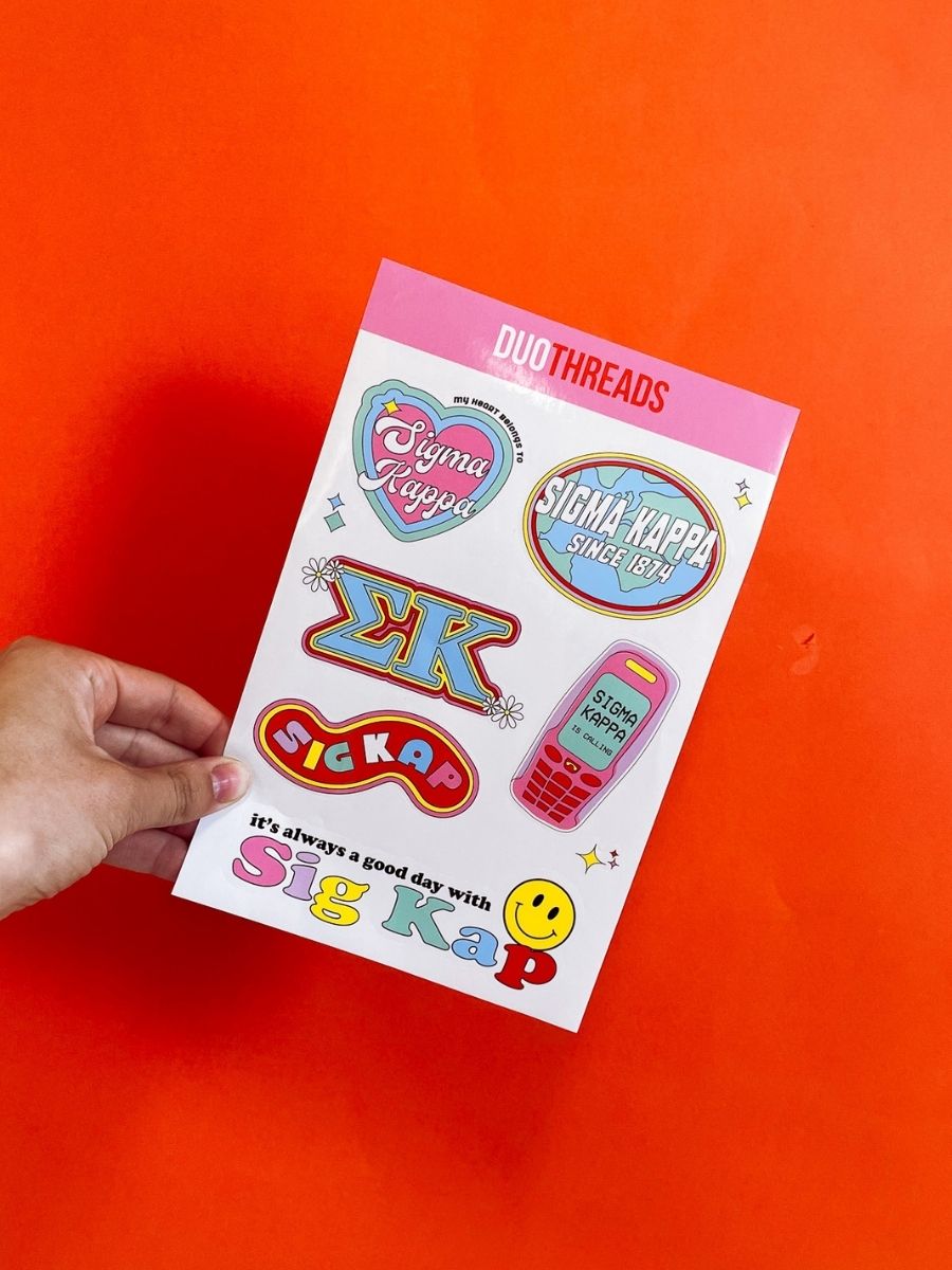 Sigma Kappa Sorority Y2K Sticker Sheet