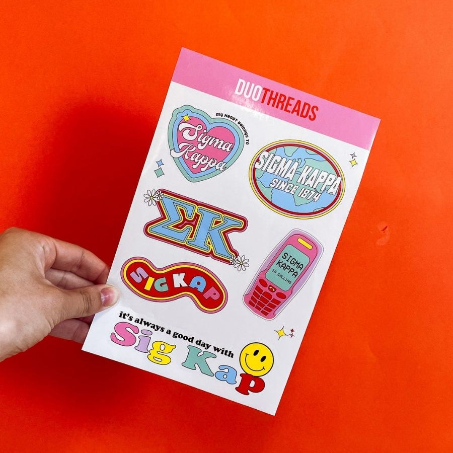 Sigma Kappa Sorority Y2K Sticker Sheet