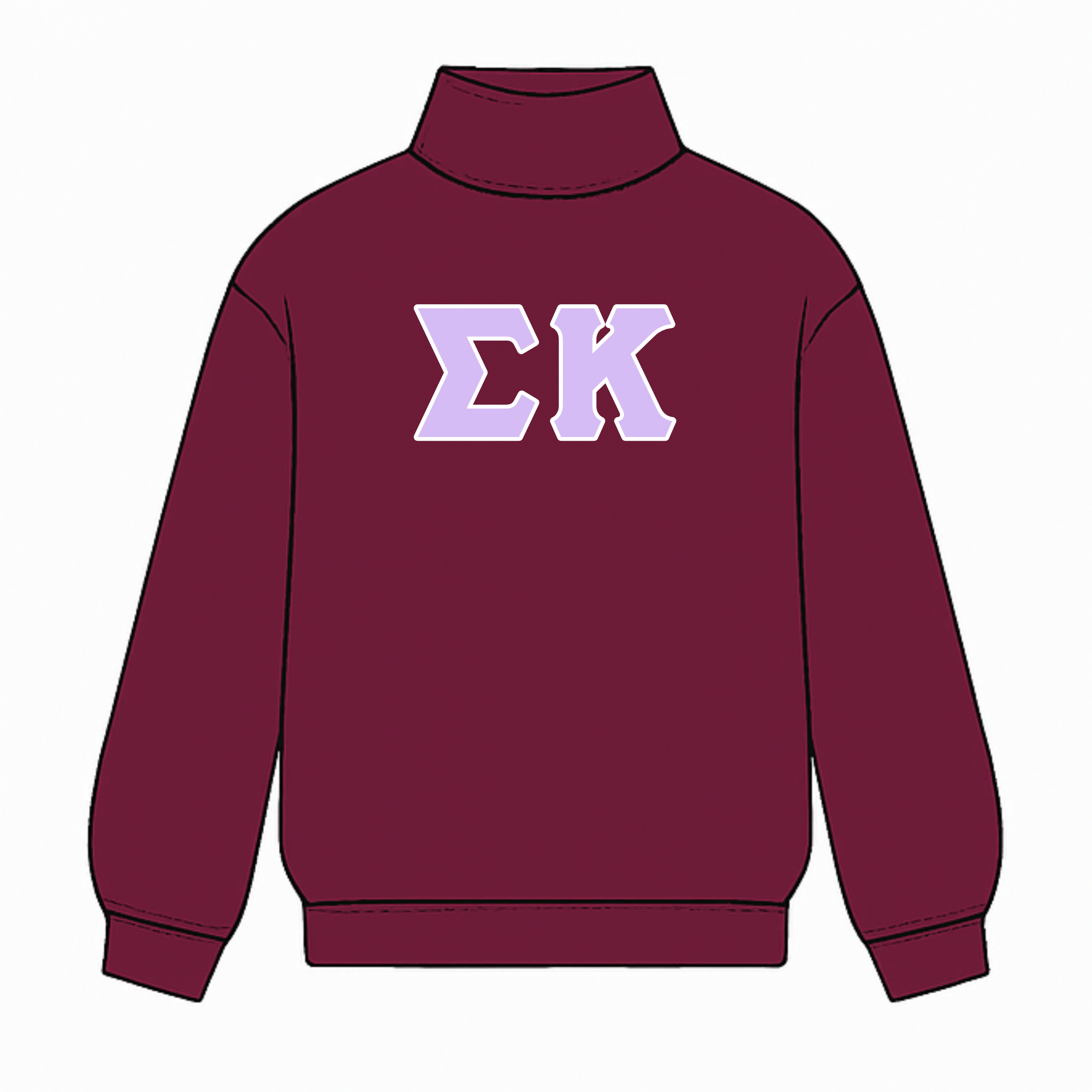 Classic Twill Sorority Embroidered Mock Neck
