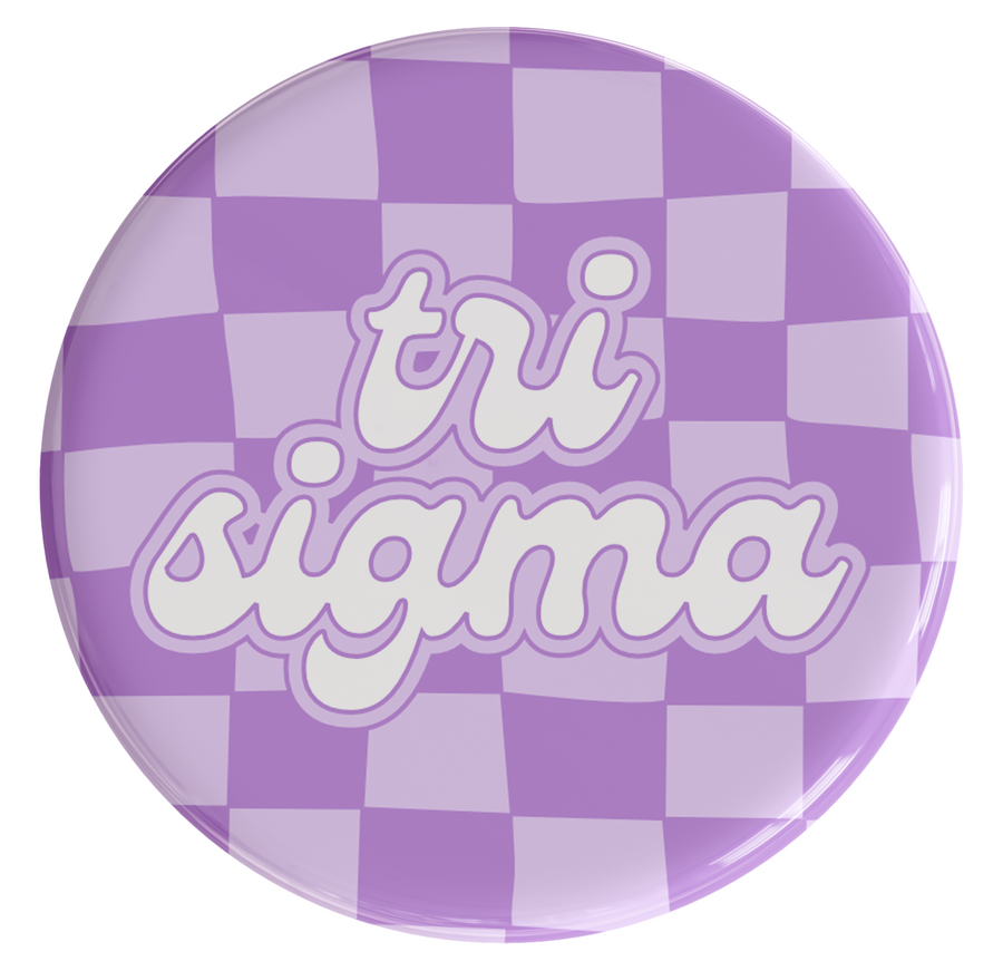Sigma Sigma Sigma Checker Sorority Button