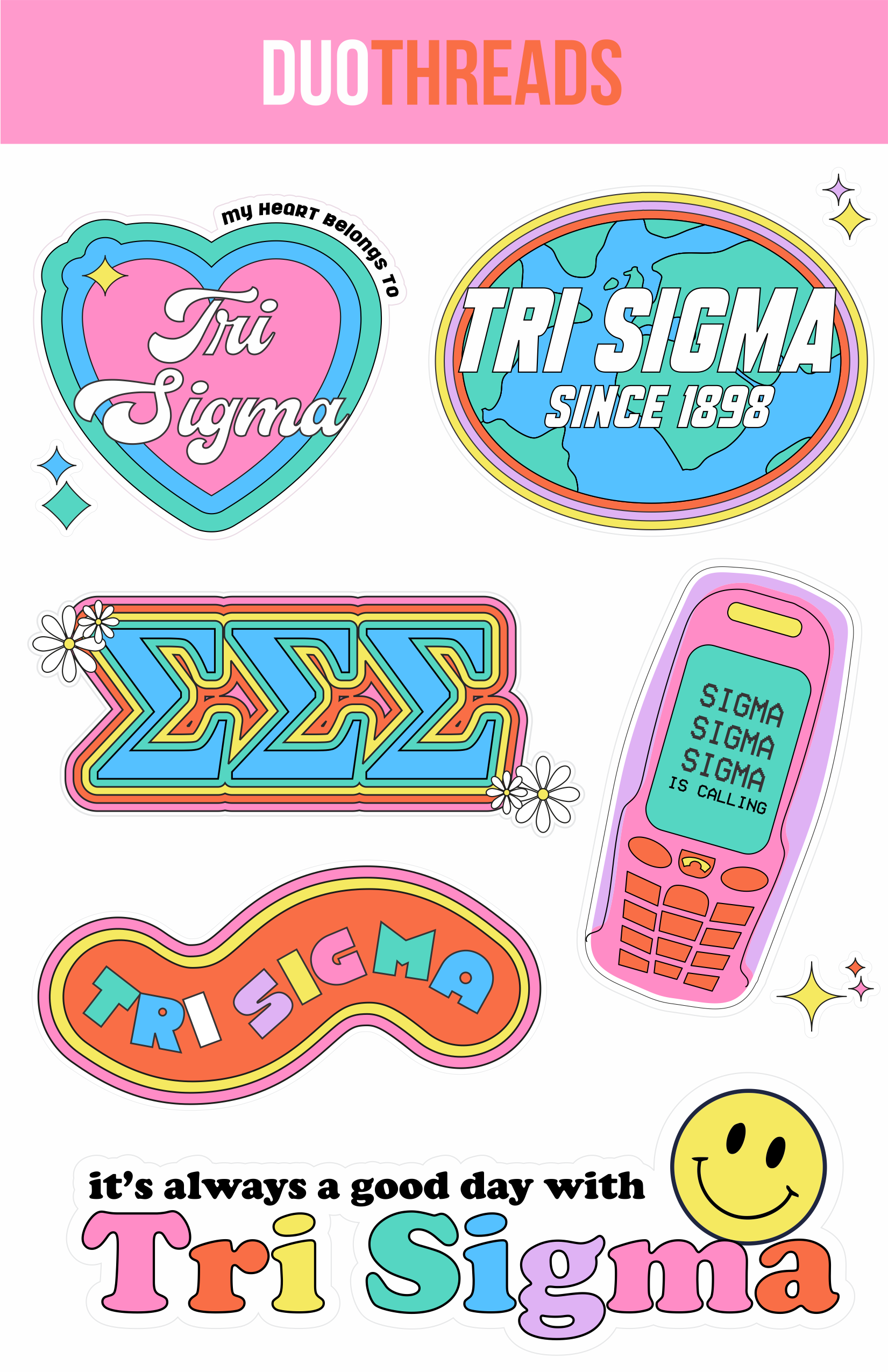Sorority Y2K Sticker Sheet