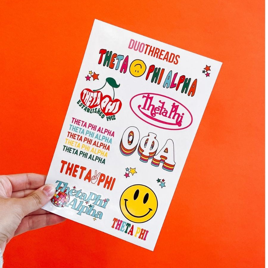 Theta Phi Alpha Sorority Rainbow Sticker Sheet