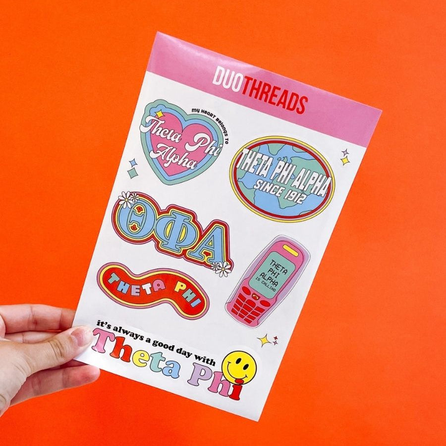 Theta Phi Alpha Sorority Y2K Sticker Sheet