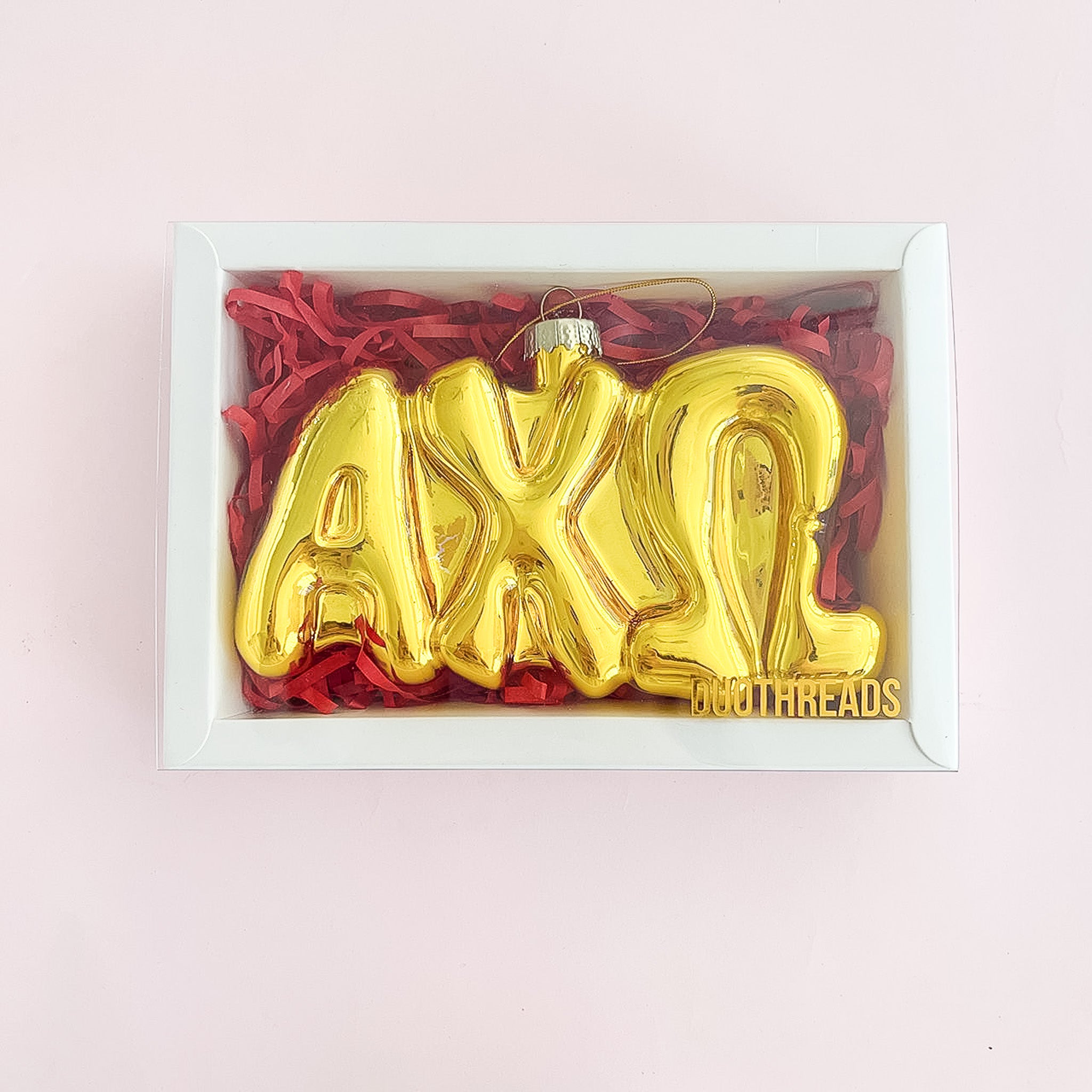 Alpha Chi Omega Gold Bubble Letter Sorority Ornament